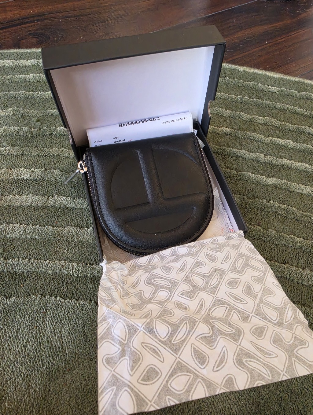 Telfar Black Leather Card Organizer With Zip